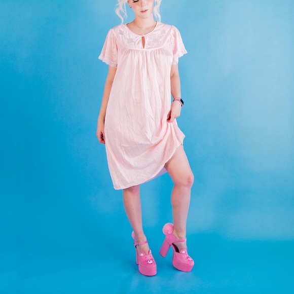 Vintage 80’s Babydoll Peach Nightie Small - Picture 3 of 10